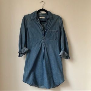 Mango denim tunic/dress shirt with Henley detail